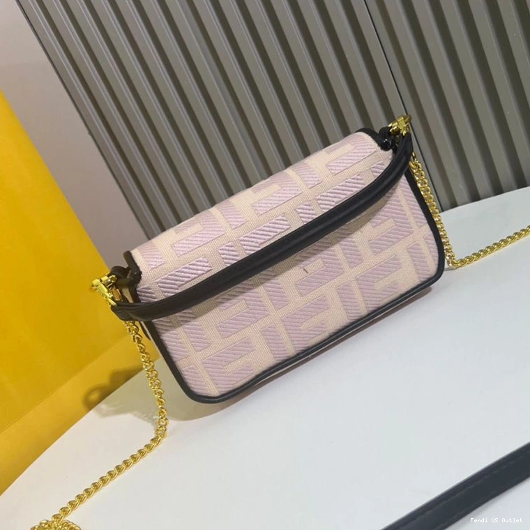 Affordable HOT Cherry In FF Motif Fendi Mini Bag Baguette Canvas 0726